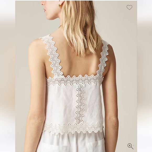J.Crew Retail Lace-trim squareneck tank top in linen white XXS $69.50 - Picture 5 of 13